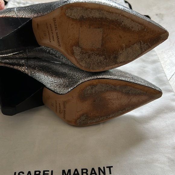 Isabel Marant metallic Silver booties w/cone heels, size 38 β¨β¨β¨ - Picture 5 of 5